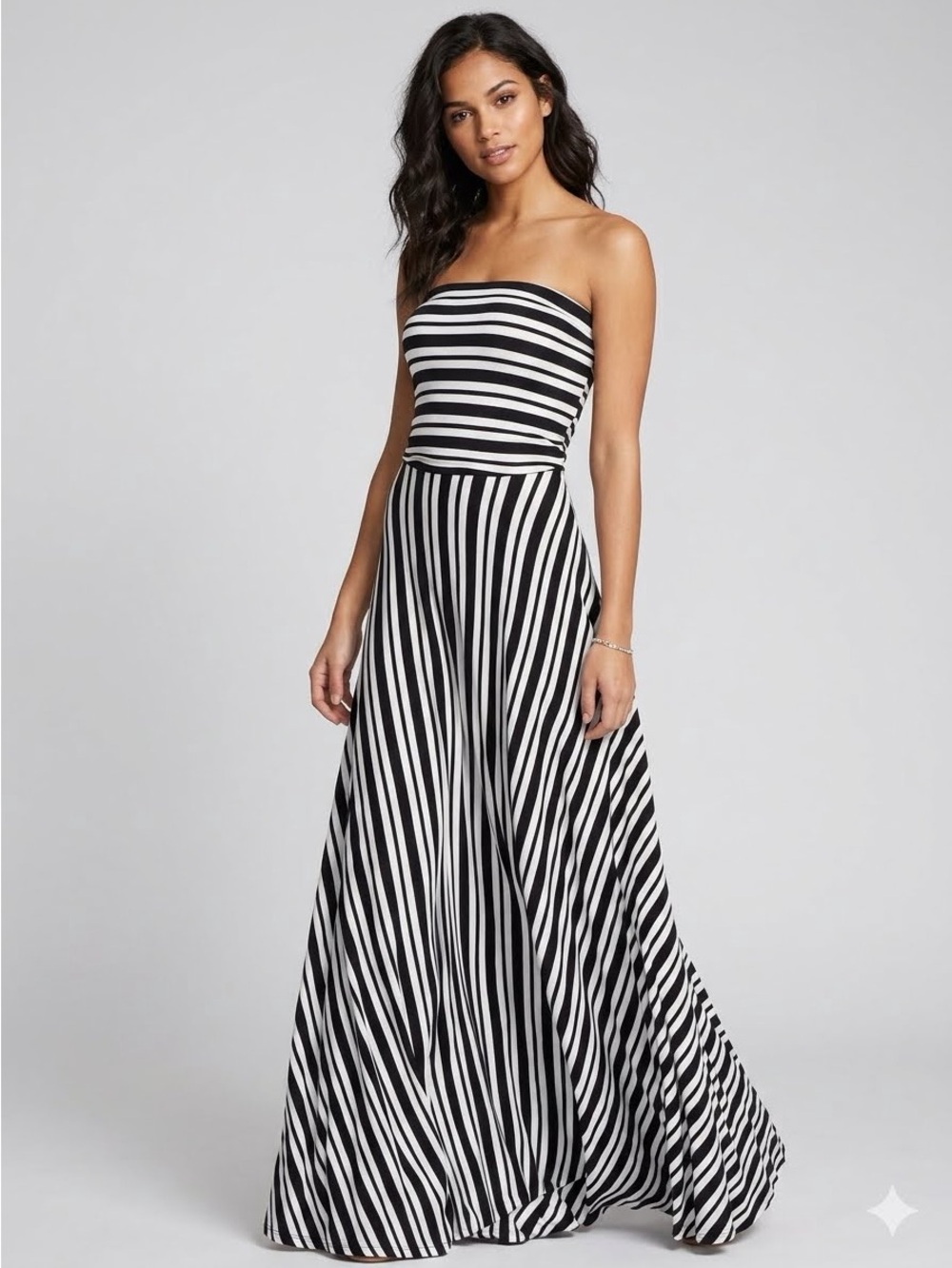 Felicity & Coco Stripe Strapless Maxi Dress XS